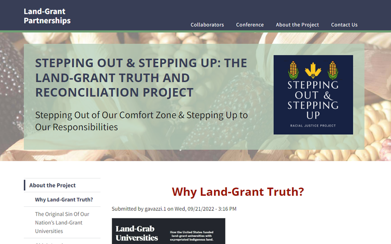 Screen shot of Land-Grant Truth blog page