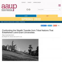 Screen shot of the AAUP's Spring Issue 2022 webpage